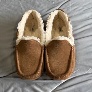 UGG Chestnut Suede Shearling-Lined Moccasin Slippers